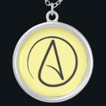 Atheist symbol: black on light yellow silver plated necklace<br><div class="desc">Atheist symbol: black on light yellow</div>