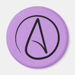 Atheist symbol: black on lilac magnet