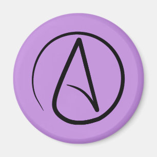 Atheist symbol: black on lilac magnet