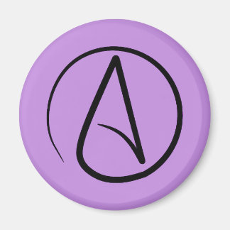 Atheist symbol: black on lilac magnet