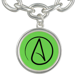 Atheist symbol: black on lime green bracelet