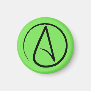 Atheist symbol: black on lime green magnet