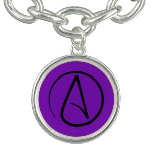 Atheist symbol: black on purple charm bracelet