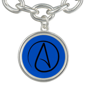 Atheist symbol: black on royal blue bracelet