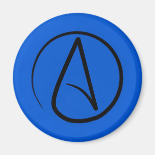 Atheist symbol: black on royal blue magnet