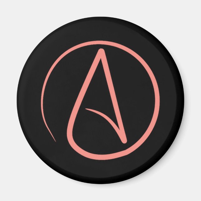 Atheist symbol: coral on black magnet (Front)