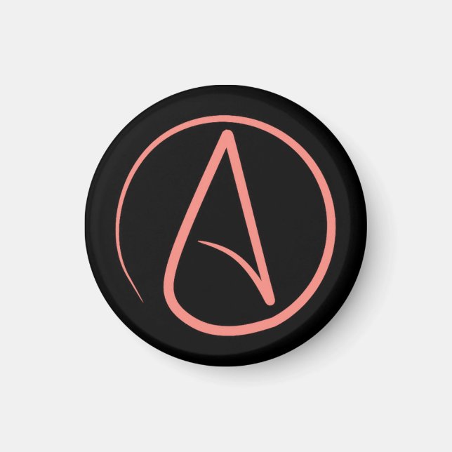 Atheist symbol: coral on black magnet (Front)