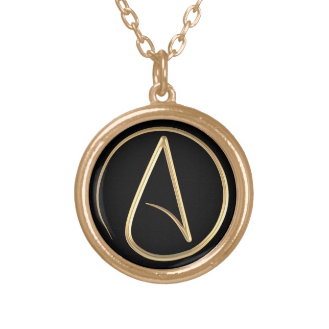 Atheist Symbol Gold Plated Necklace (Front)