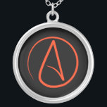 Atheist symbol: orange on black silver plated necklace<br><div class="desc">Atheist symbol: orange on black</div>