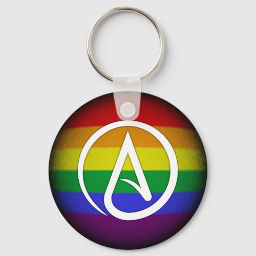 Atheist Symbol over Rainbow Keychain