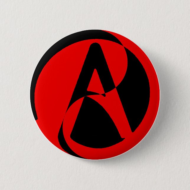 Atheist symbol pinback button (Front)