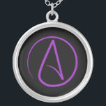 Atheist symbol: purple on black silver plated necklace<br><div class="desc">Atheism symbol: purple on black</div>