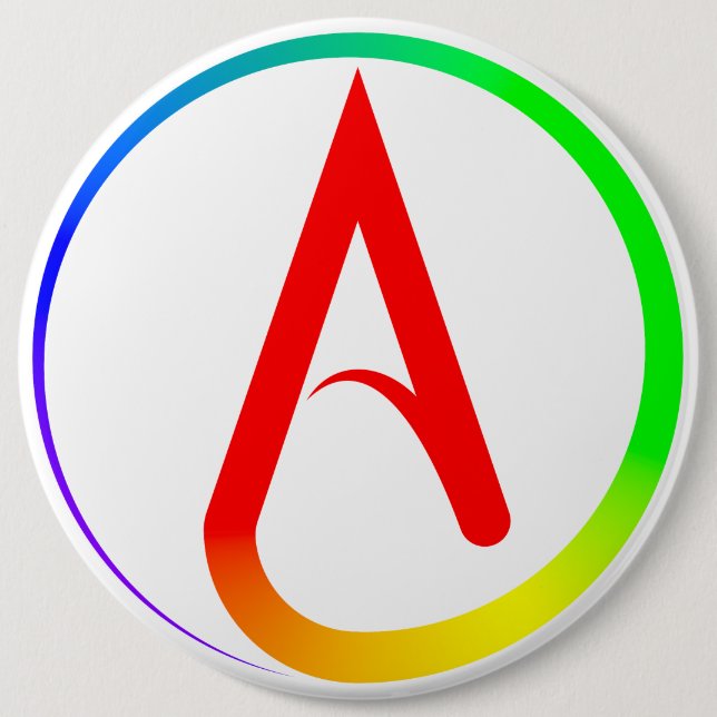 Atheist Symbol Rainbow Button (Front)