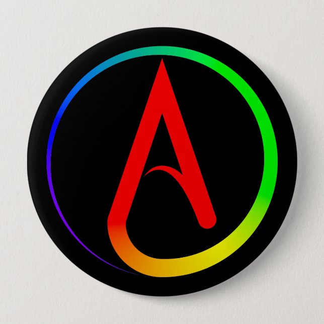 Atheist Symbol Rainbow Button (Front)