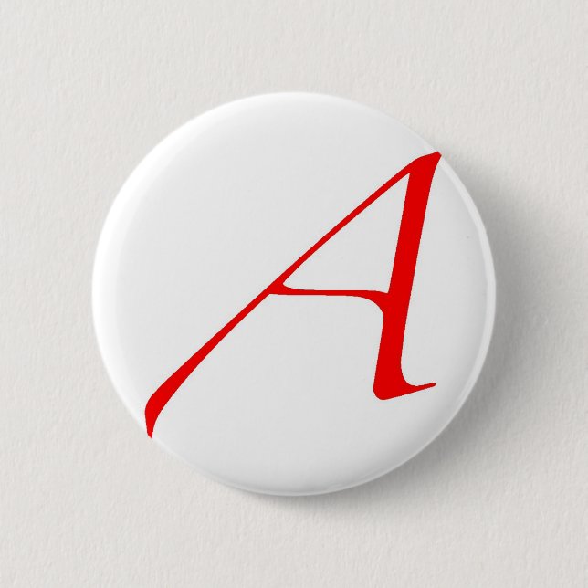 Atheist Symbol (Red A) Pinback Button (Front)