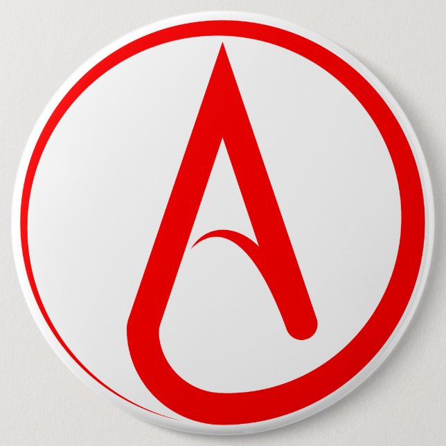 Atheist Symbol Red Button (Front)