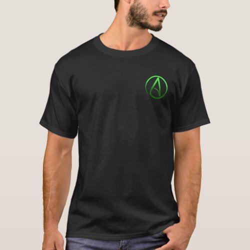 Atheist symbol small logo mens t_shirt
