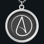Atheist symbol: white on black silver plated necklace<br><div class="desc">Atheism symbol: white on black</div>