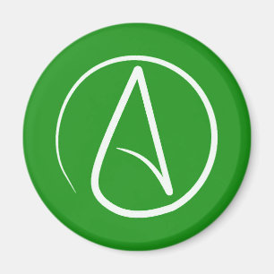Atheist symbol: white on green magnet