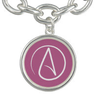 Atheist symbol: white on mauve pink