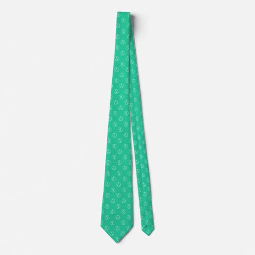 Atheist symbol white on mint green tie