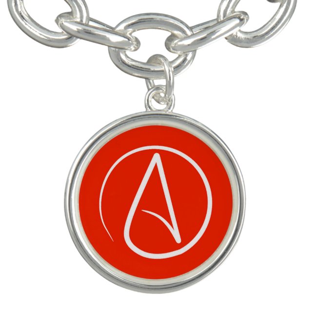 Atheist symbol: white on red charm bracelet (Design)