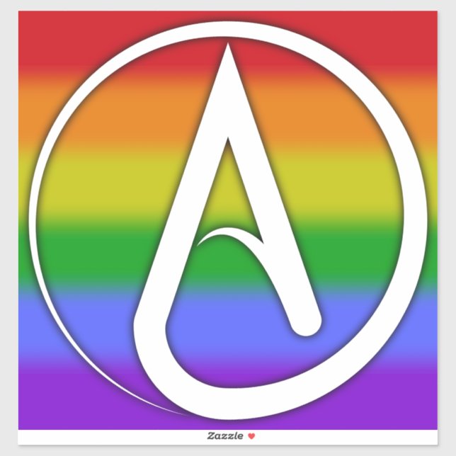 Atheist Symbol White over Rainbow Sticker (Sheet)