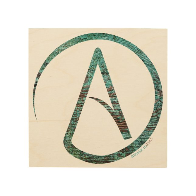 Atheist Symbol Wooden Wall Hanging Wood Wall Art (Front)