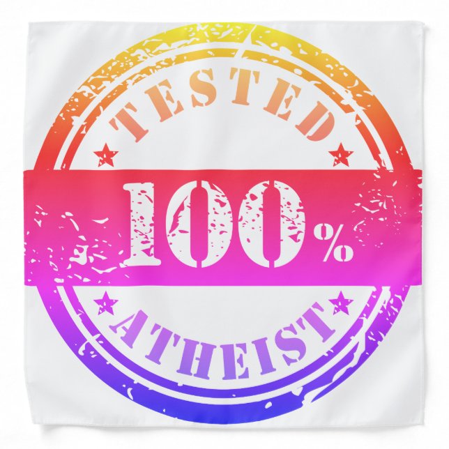 Atheist Tested Dog Bandana Pink, Yellow, & Purple (Front)
