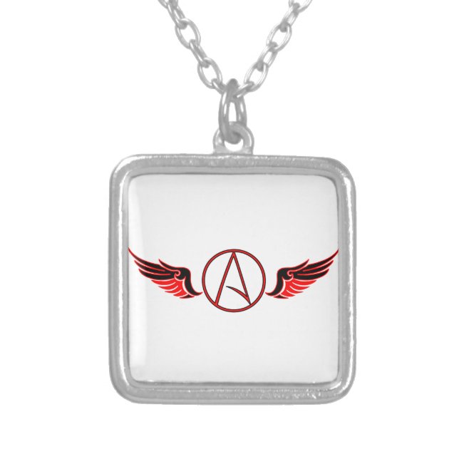 Atheist Wings Silver Plated Necklace (Front)