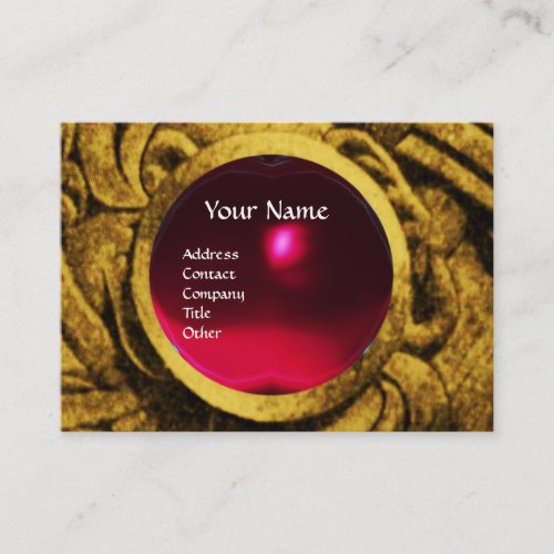 ATHENA AND FIGHTING GRYPHONS MONOGRAM Red Ruby Business Card