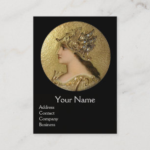 ATHENA AND FIGHTING GRYPHONS MONOGRAM ,Red Ruby Business Card