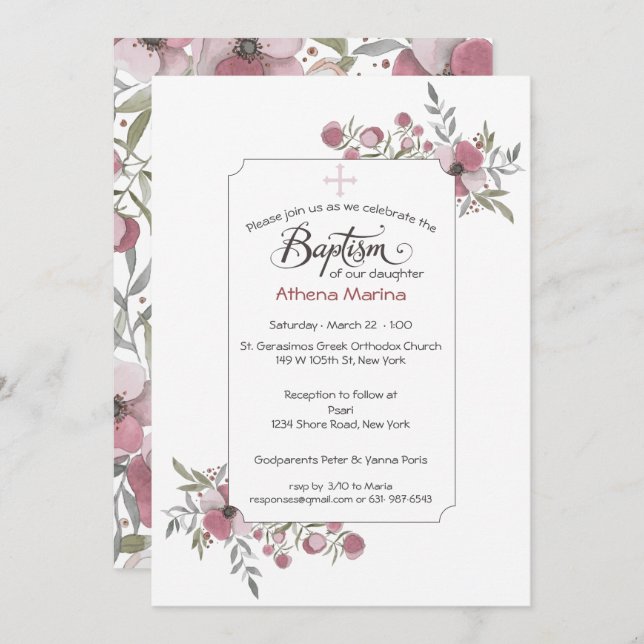 Athena Baptism Invitation (Front/Back)