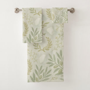 Athena Botanical Activewear   Olive Laurel Greek  Bath Towel Set