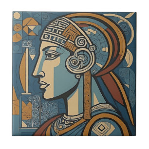 Athena - Goddess of Wisdom in Picasso's Style Ceramic Tile