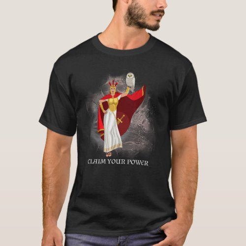 Athena Greek Goddess Deity With Owl Wisdom Power W T_Shirt