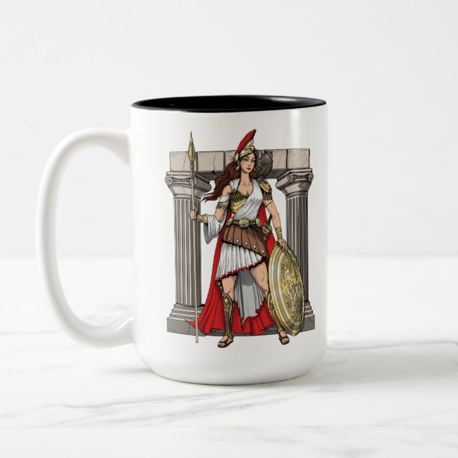 Athena Greek Goddess Two-Tone Coffee Mug (Left)