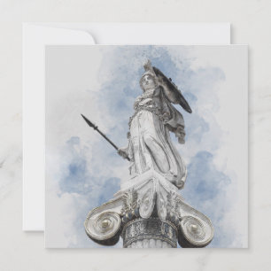 Athena Greek Statue Watercolor Card – Classic Myth