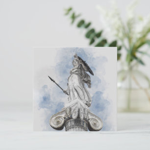 Athena Greek Statue Watercolor – Classic Myth Card