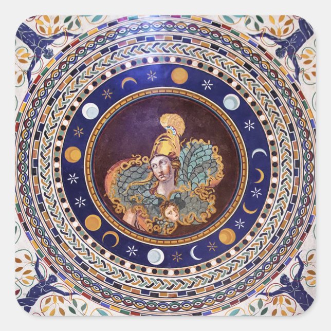 Athena mosaic in the Vatican Museums Square Sticker (Front)