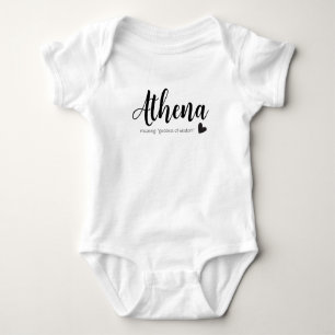 Athena Name Reveal Meaning Minimal Modern Script Baby Bodysuit