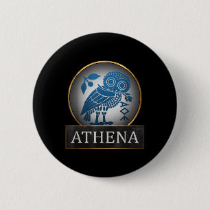 Athena Owl Symbol Of The Greek Goddess Of Wisdom A Button