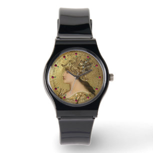 ATHENA PORTRAIT WITH GOLDEN HELMET,GRYPHONS, RUBY WATCH