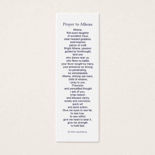 Athena Prayer Card Business Card