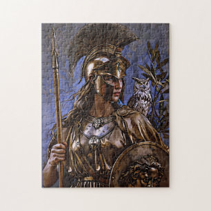 "Athena’s Eternal Vigil" Colourful Portrait Jigsaw Puzzle