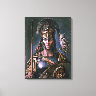 "Athena’s Fierce Loyalty" Colourful Portrait Canvas Print