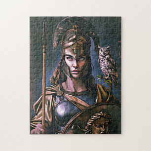"Athena’s Fierce Loyalty" Colourful Portrait Jigsaw Puzzle