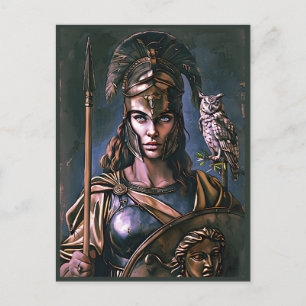 "Athena’s Fierce Loyalty" Colourful Portrait    Postcard