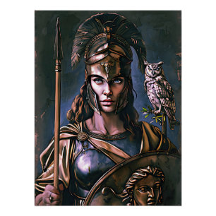 "Athena’s Fierce Loyalty" Colourful Portrait    Poster