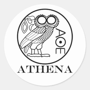 Athena’s owl tetradrachm (Engravers Font) Classic Round Sticker